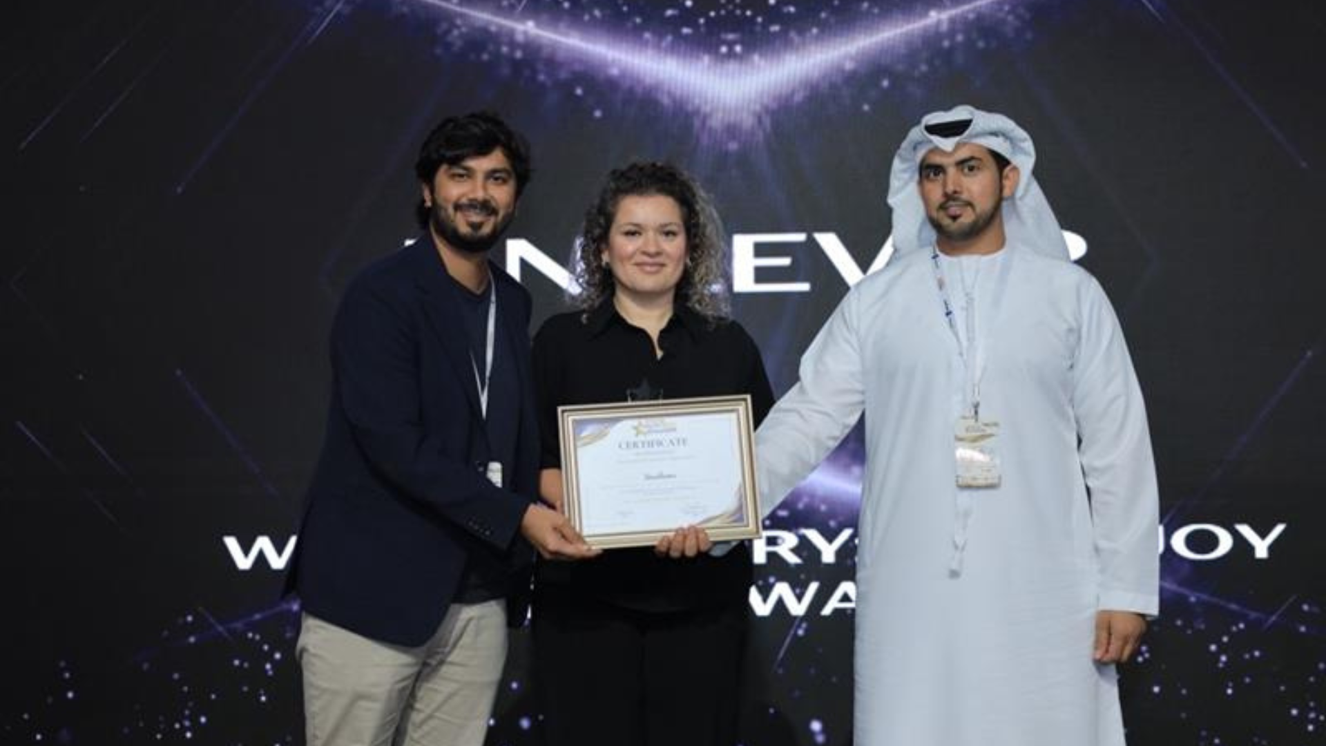 Receiving the award for sustainability