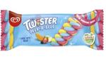Landscape image of pink and blue Twister Peel-a-Blue lolly
