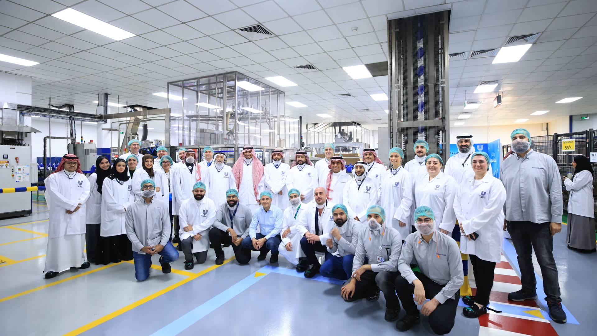 Unilever leadership team and saudi government entities at OMO launch at Binzagr Unilever factory
