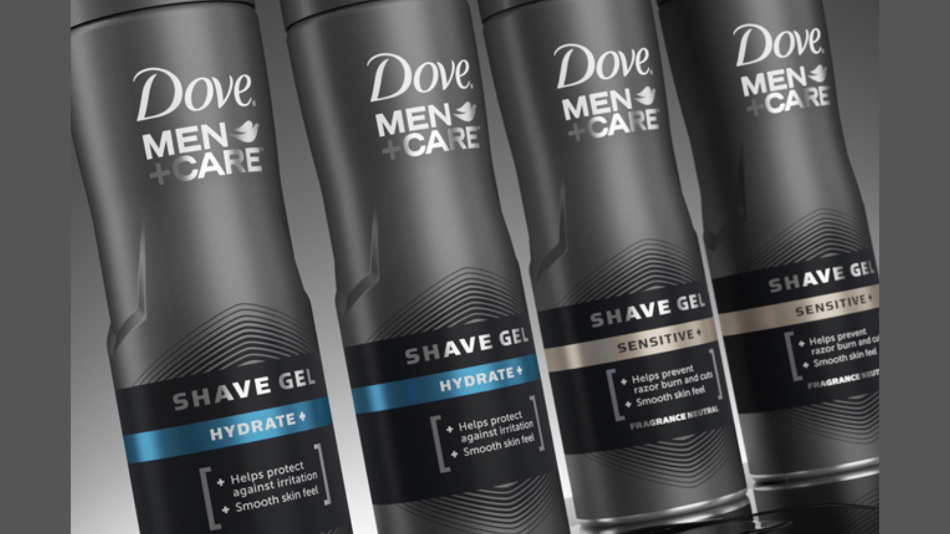 Dove Men+Care black bottle packaging with blue square